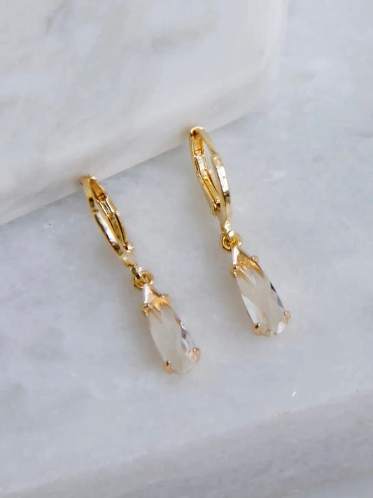 Clear Crystal Gold Huggie Earrings