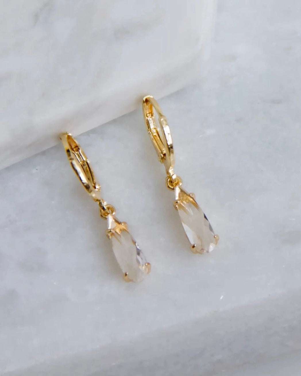 Clear Crystal Gold Huggie Earrings