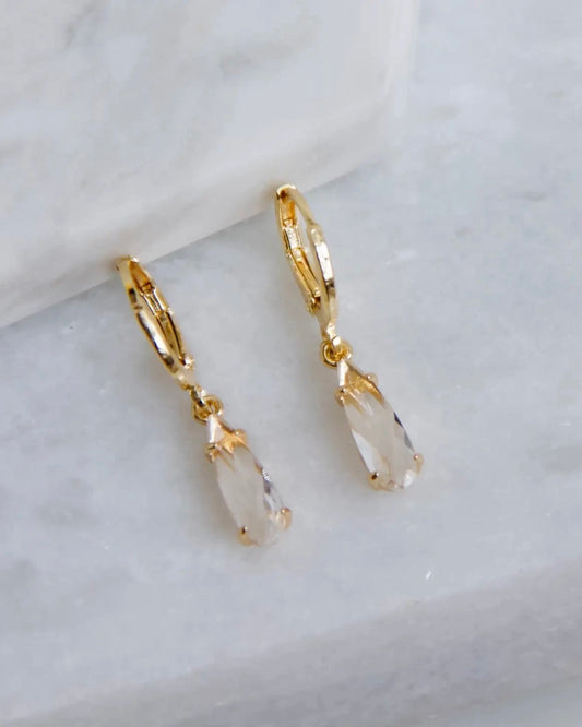 Clear Crystal Gold Huggie Earrings
