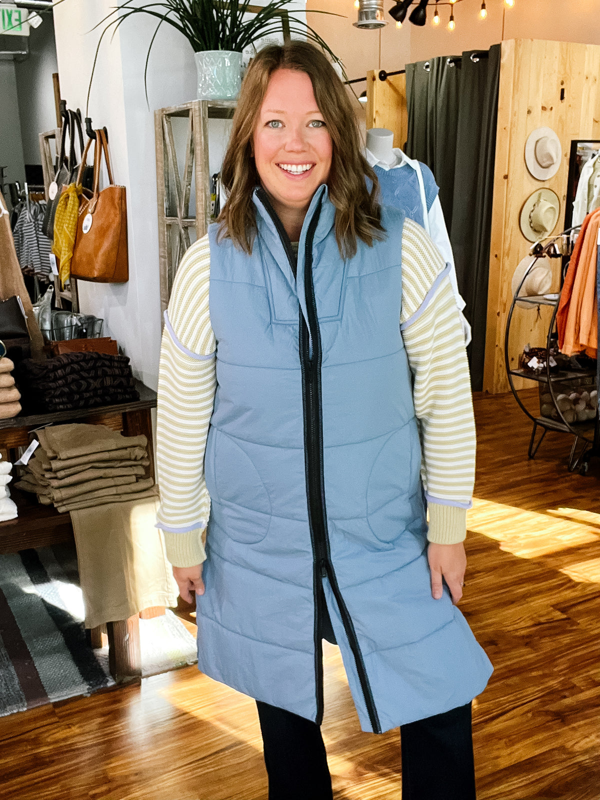 Blue Fog Long Quilted Vest