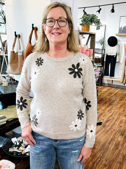 Mocha Flower Sweater