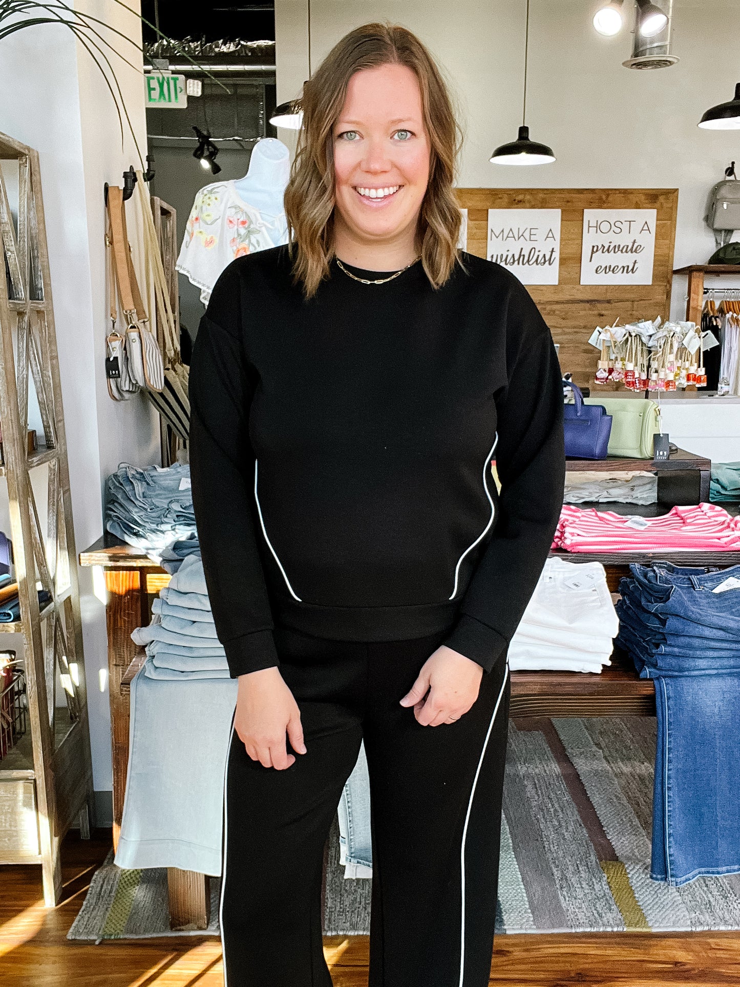 Black W/White Lounge Pants