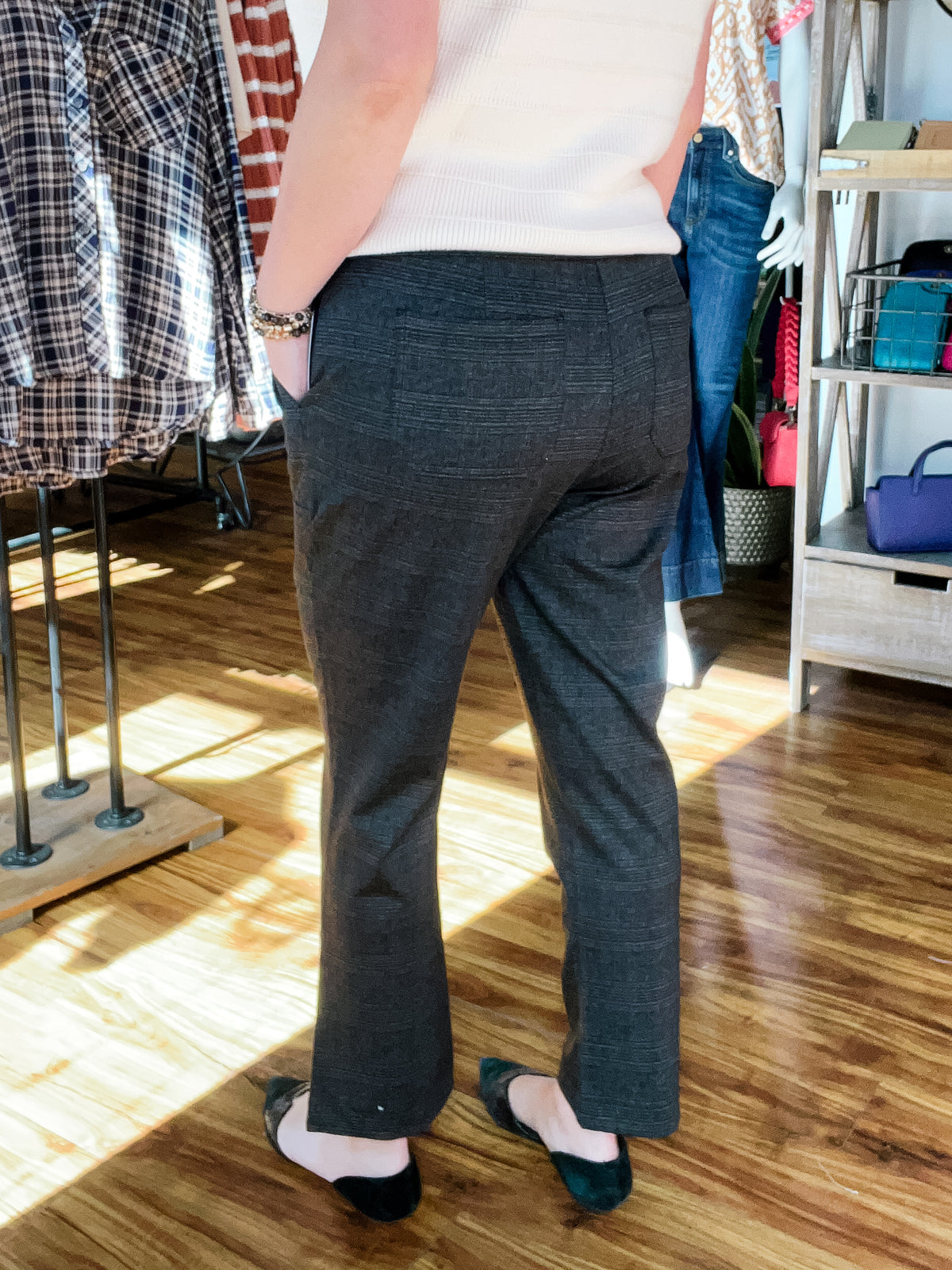 Brown Plaid Ankle Pull on Pant