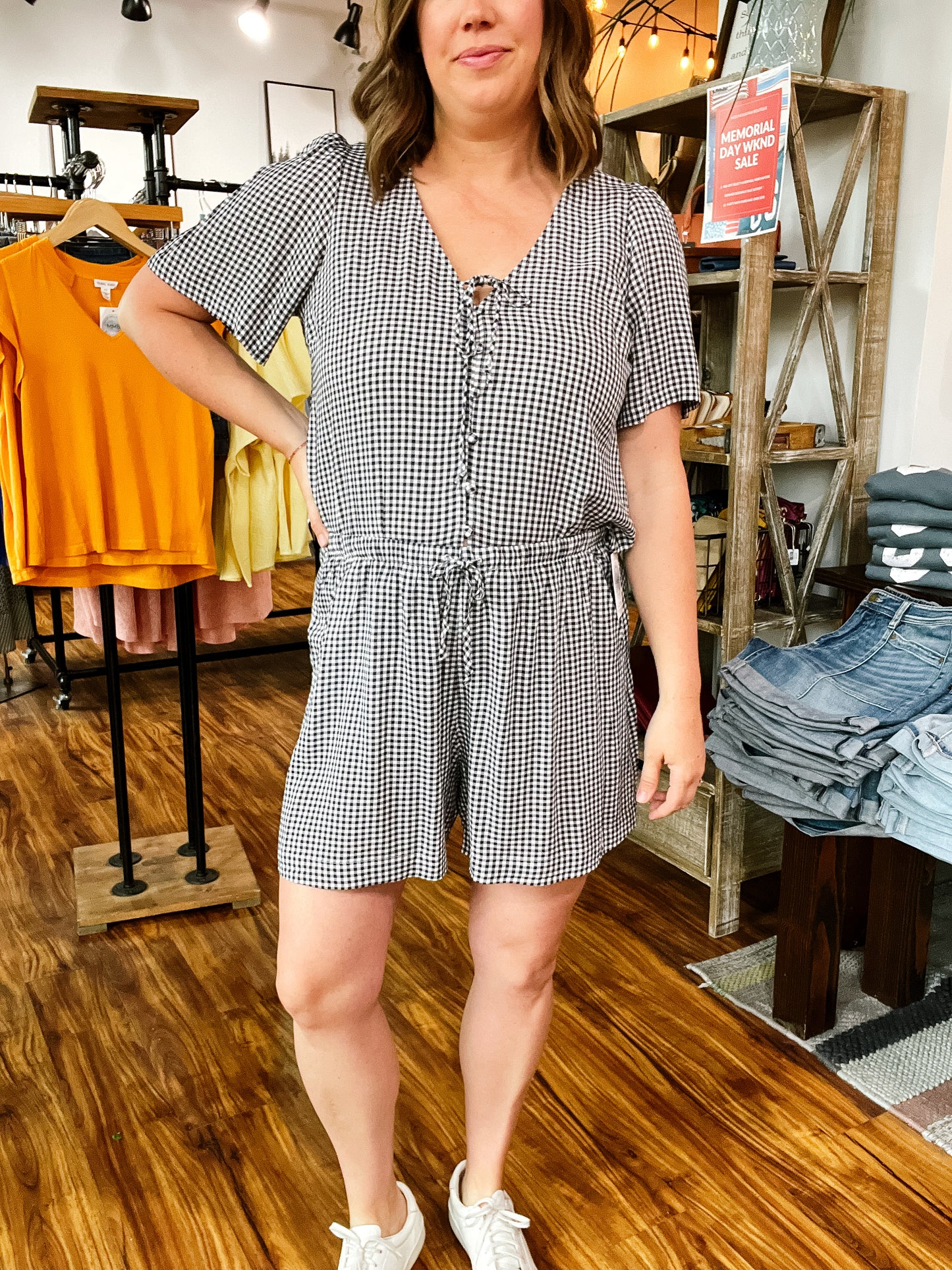 Navy Gingham Shorts
