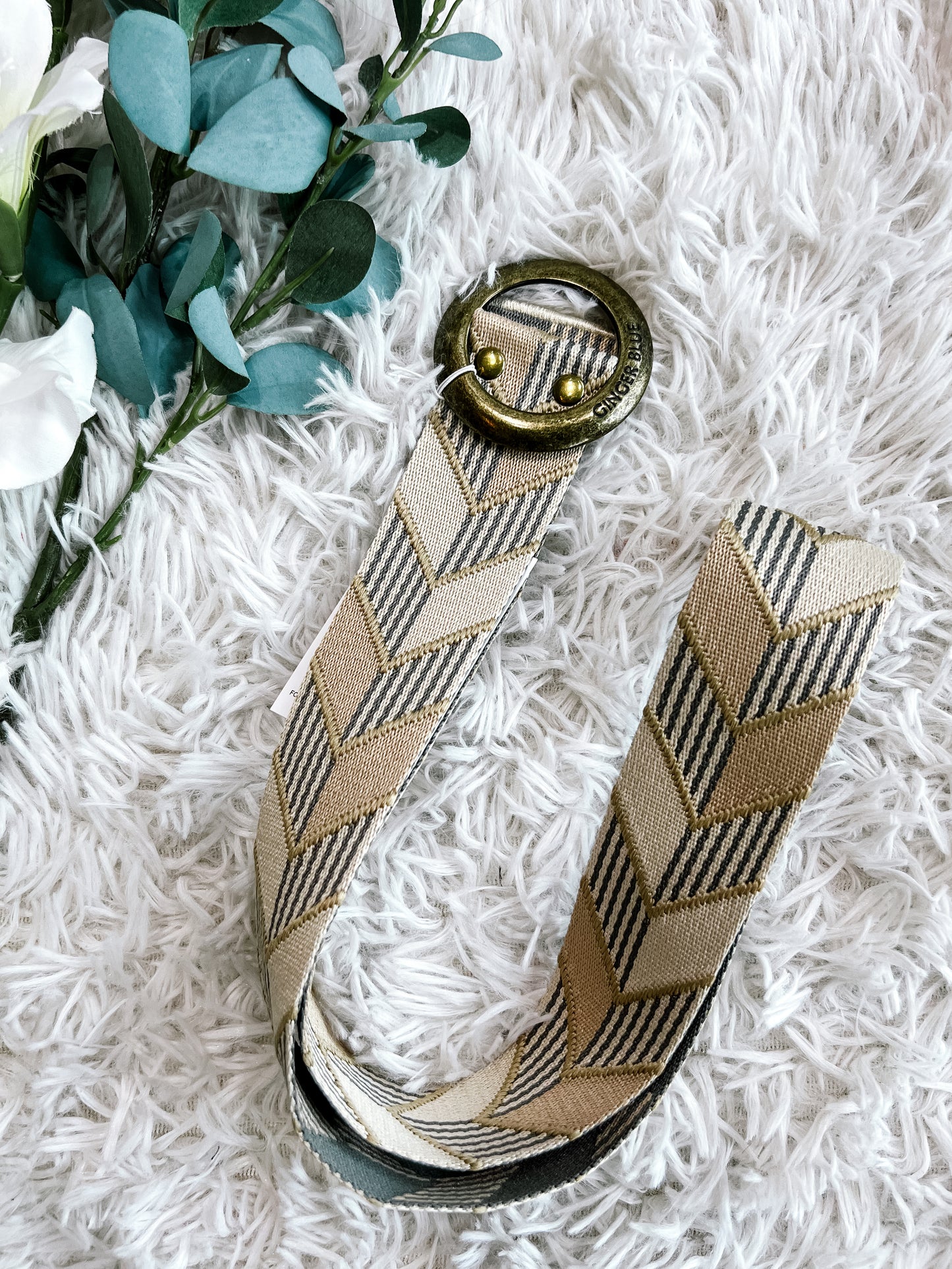 Tan & Stripe Chevron Belt