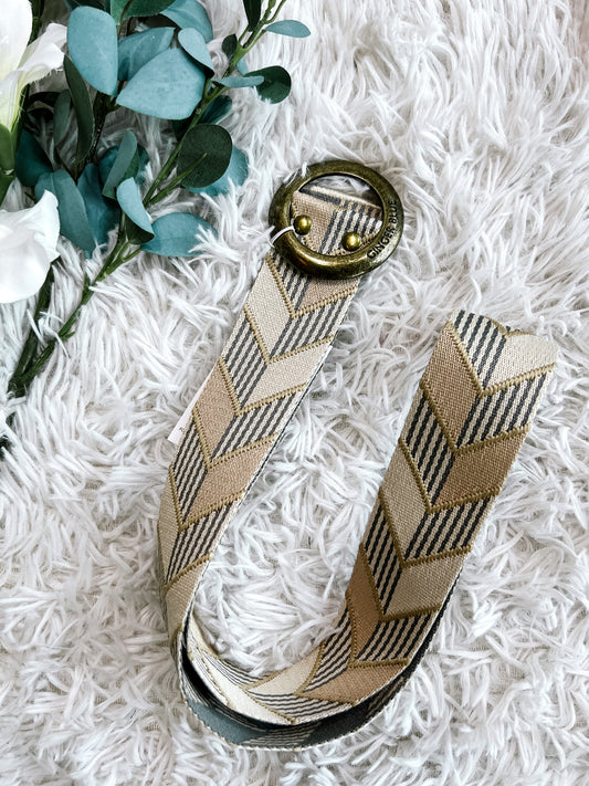 Tan & Stripe Chevron Belt