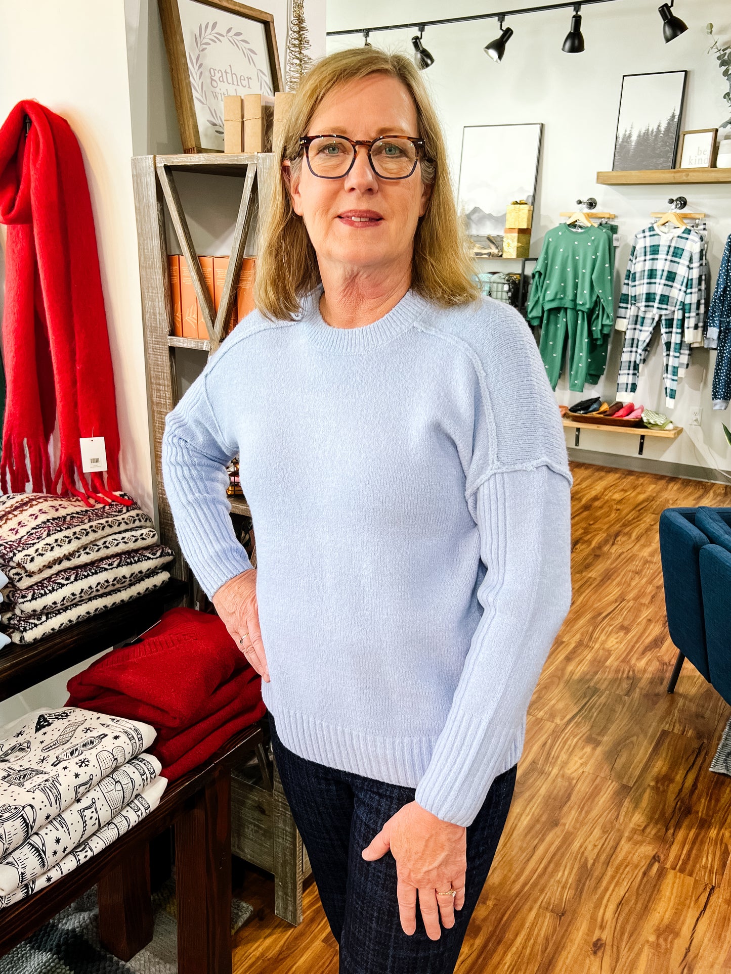 Blue Crew Neck Sweater