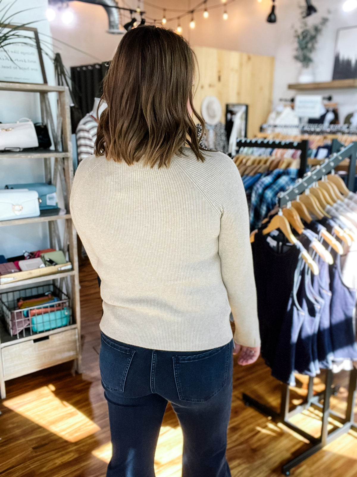 Beige Mock Turtle Neck Sweater