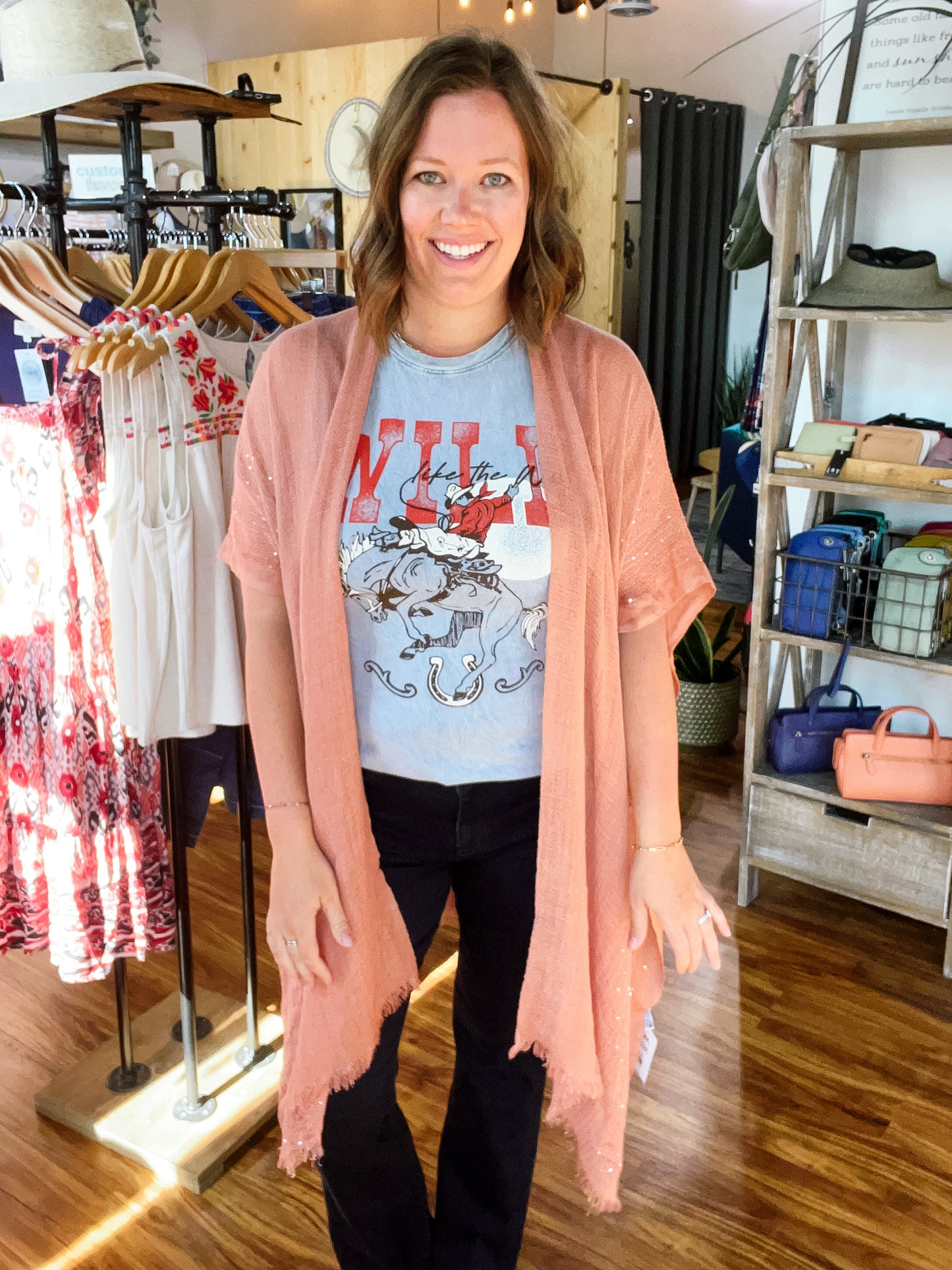 Copper Sequin Sheer Kimono