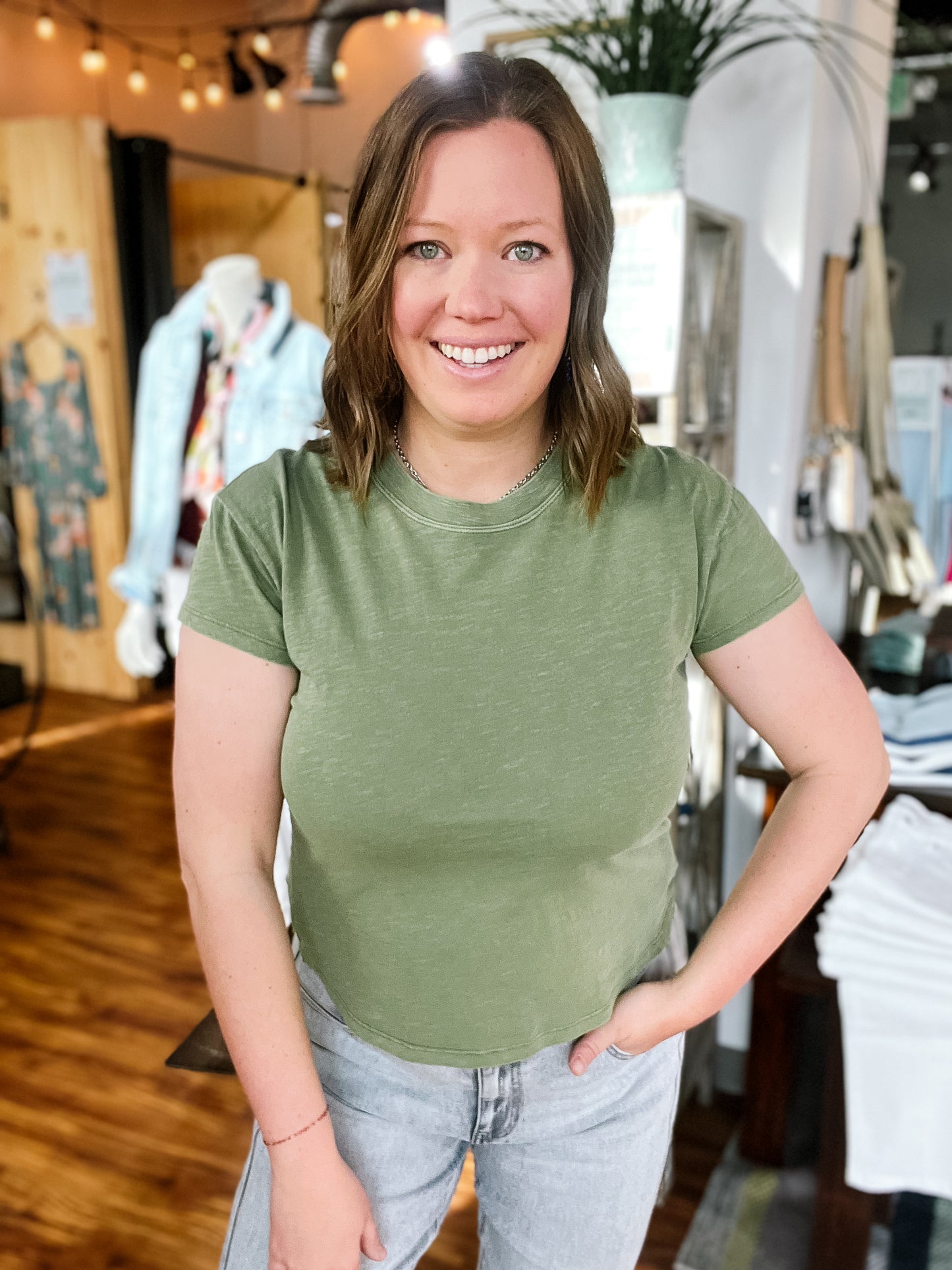 Olive Green Short Sleeve Top