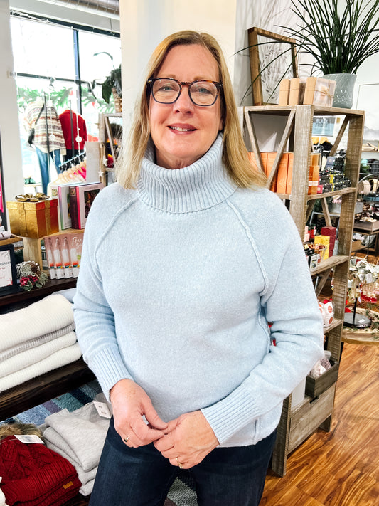 Powder Blue Turtleneck Sweater