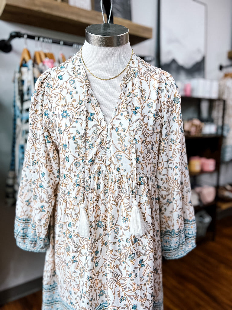 Teal Whimsy Print Dress