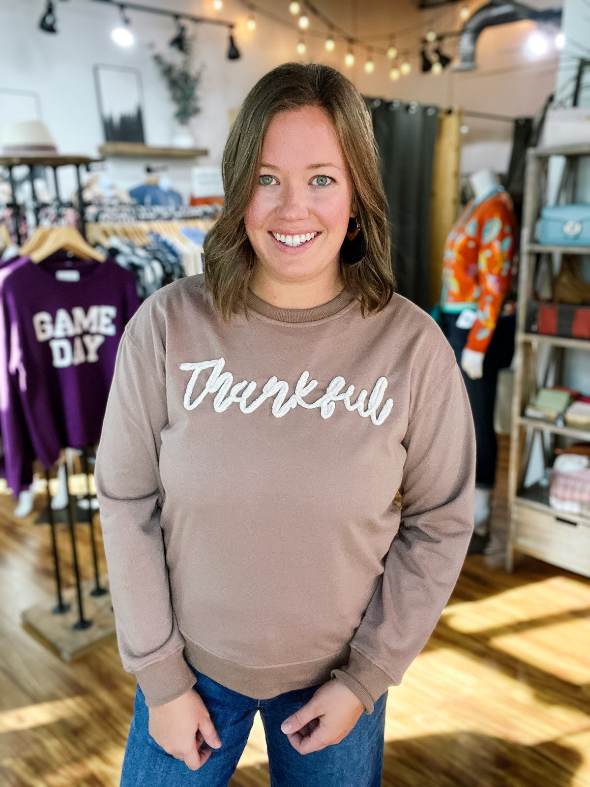 Brown Thankful Sweater