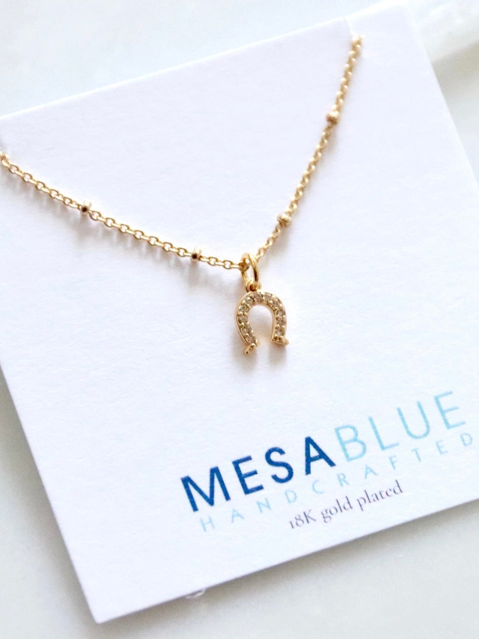 Gold CZ Horseshoe Necklace