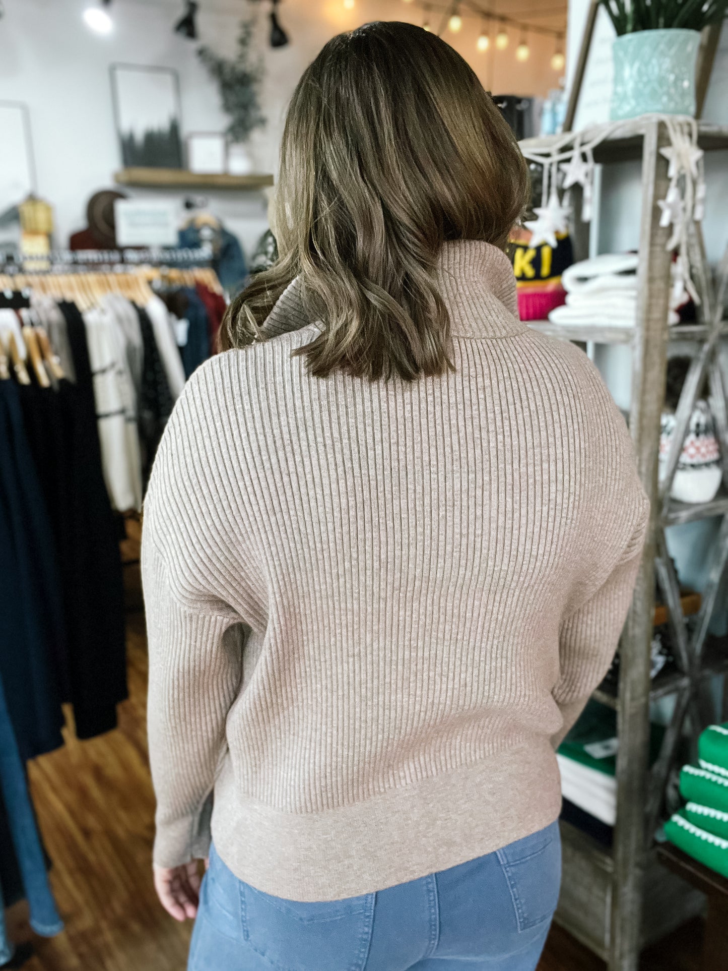 Light Brown Half ZipSweater