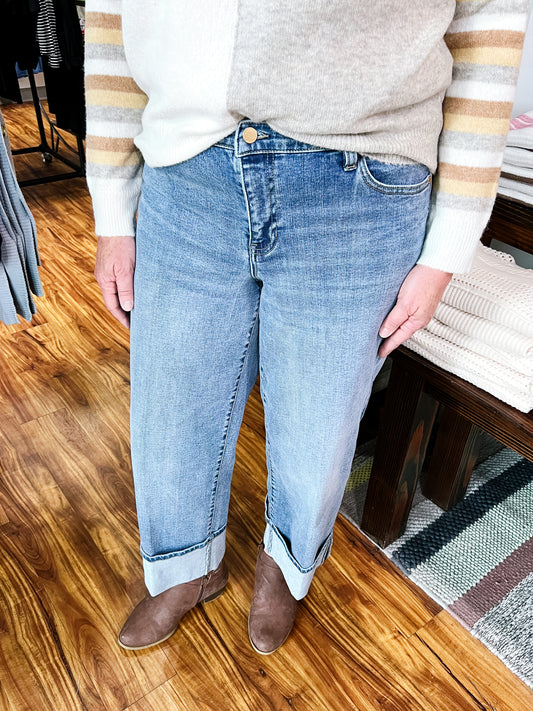 Morgan Cuffed Wide Leg Jean