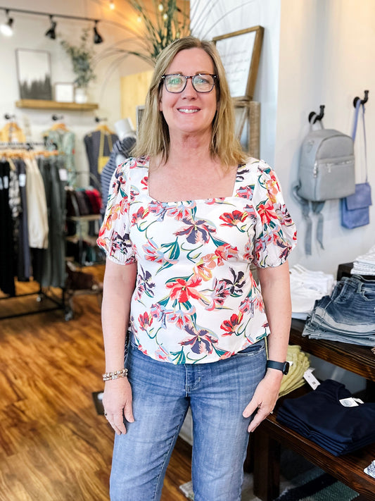 Floral Puff Sleeve Top