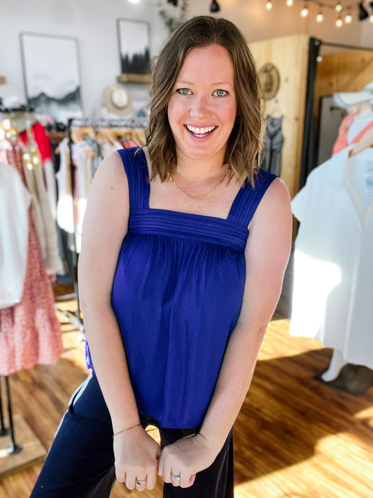 Lapis Blue Woven Tank Top