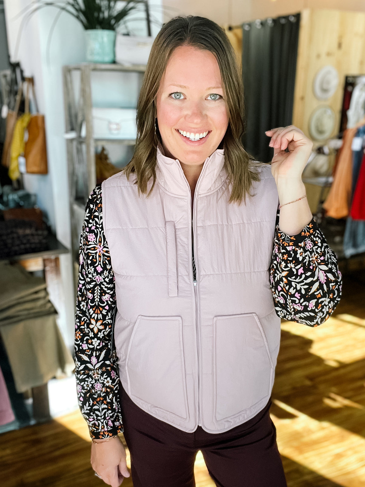 Dusty Pink Packable Puffer Vest