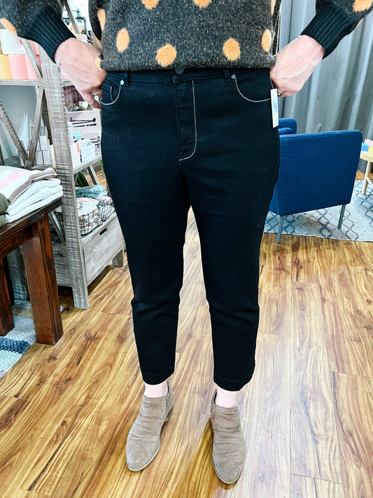 Black W/ White Stitch Detail Sophia Jean