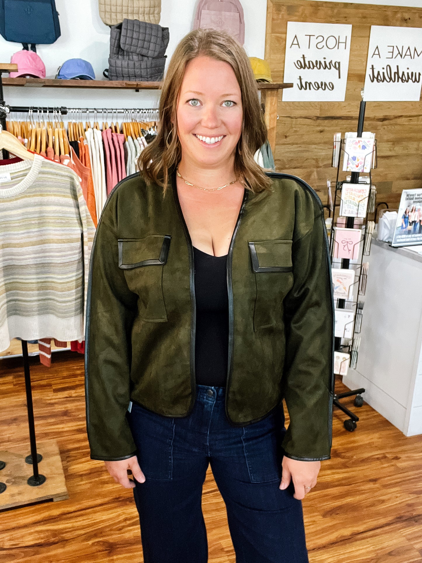 Olive Green Suede Jacket