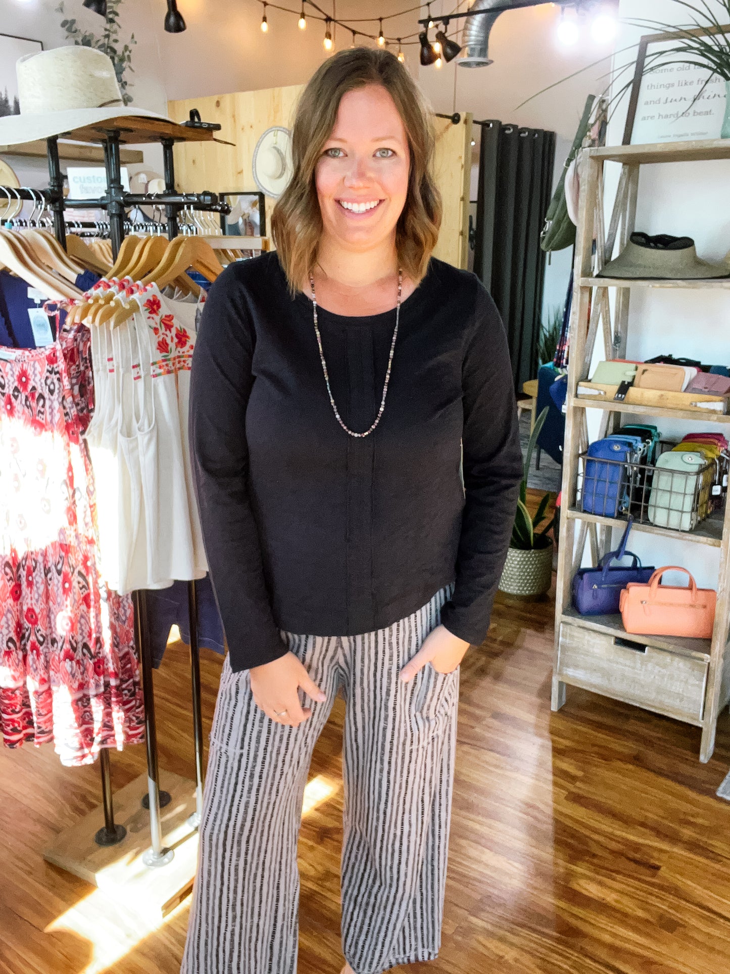 Black Front Seam Detail Top