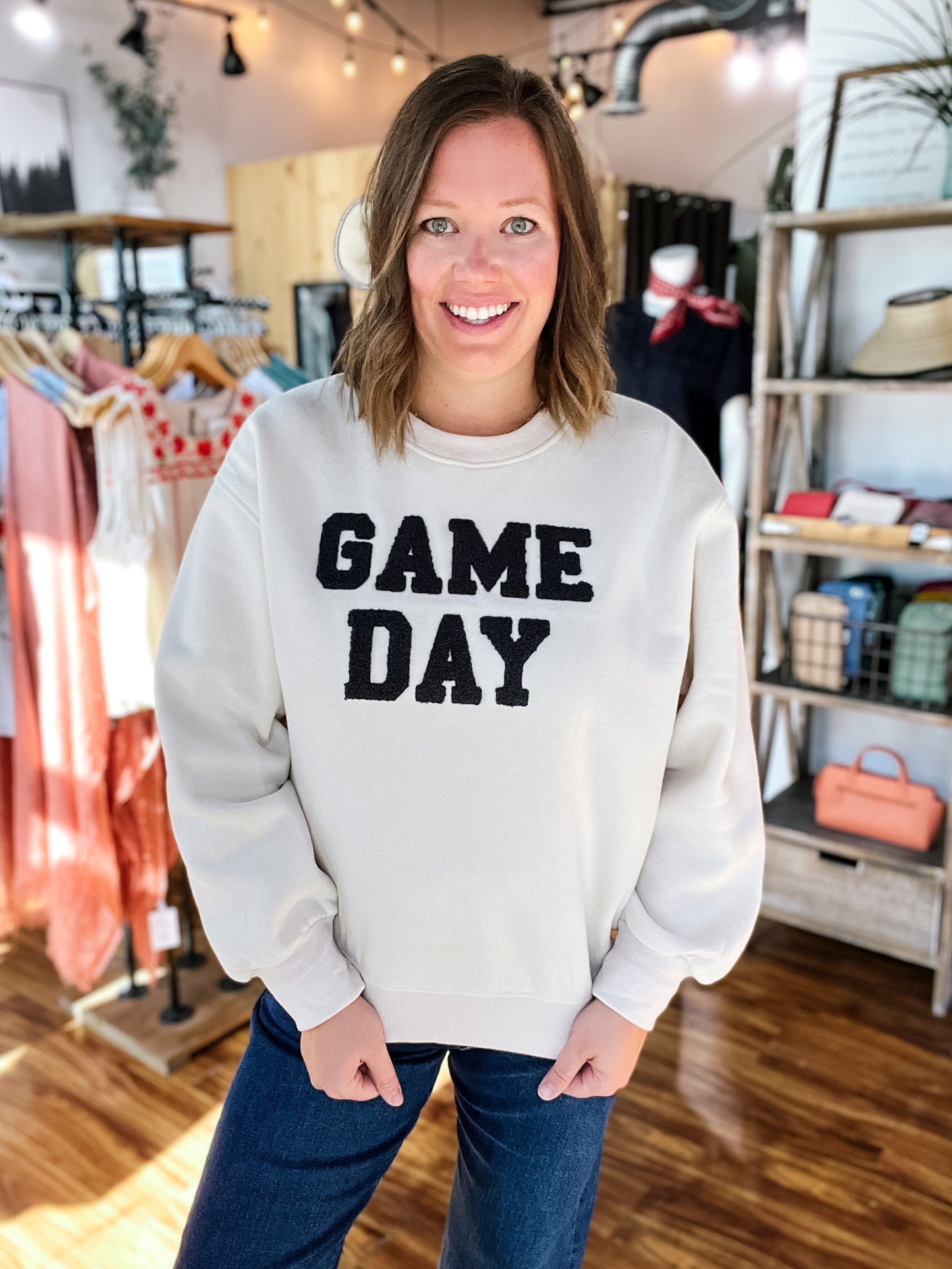 Oatmeal Crewneck Game Day Oversized Sweatshirt