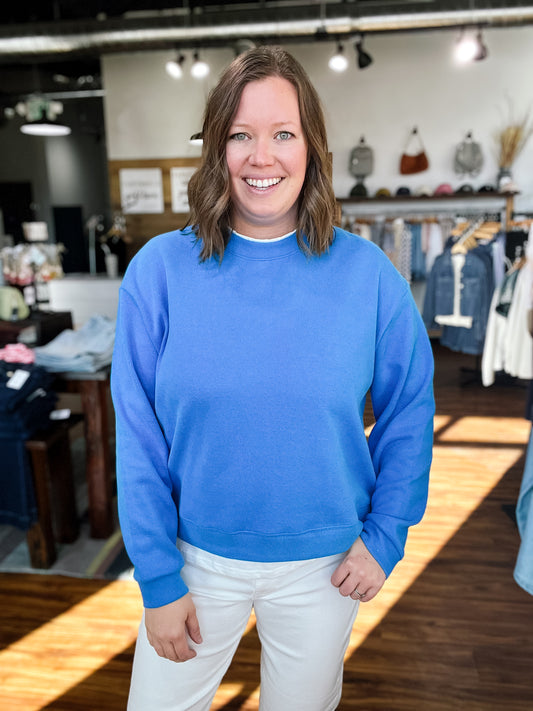 Sky Blue W/ White Trim Sweatshirt