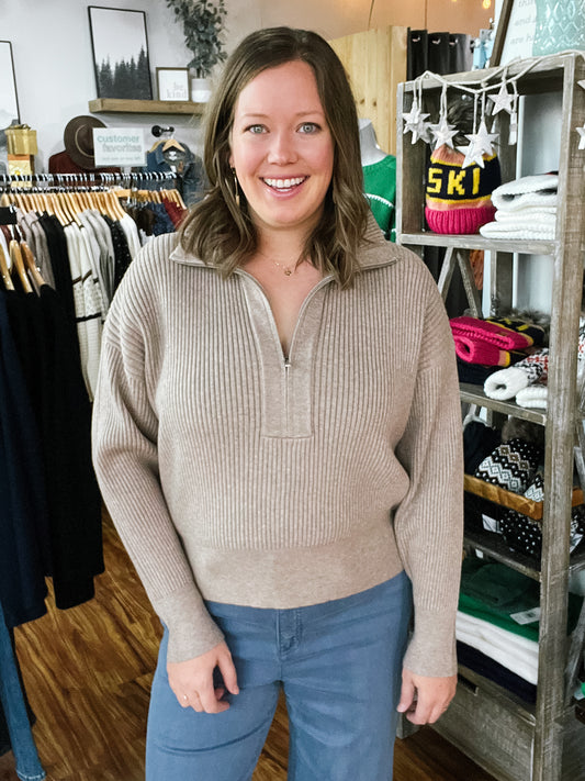 Light Brown Half ZipSweater