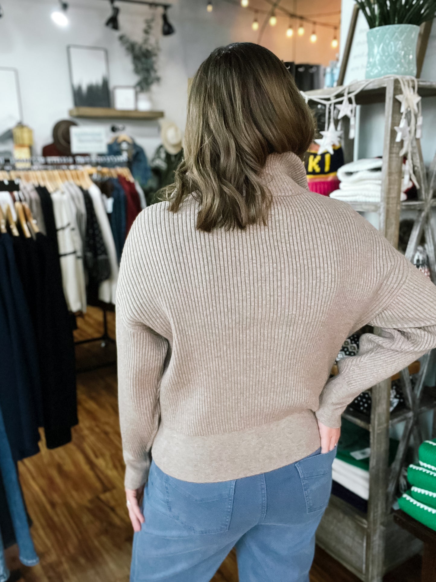 Light Brown Half ZipSweater