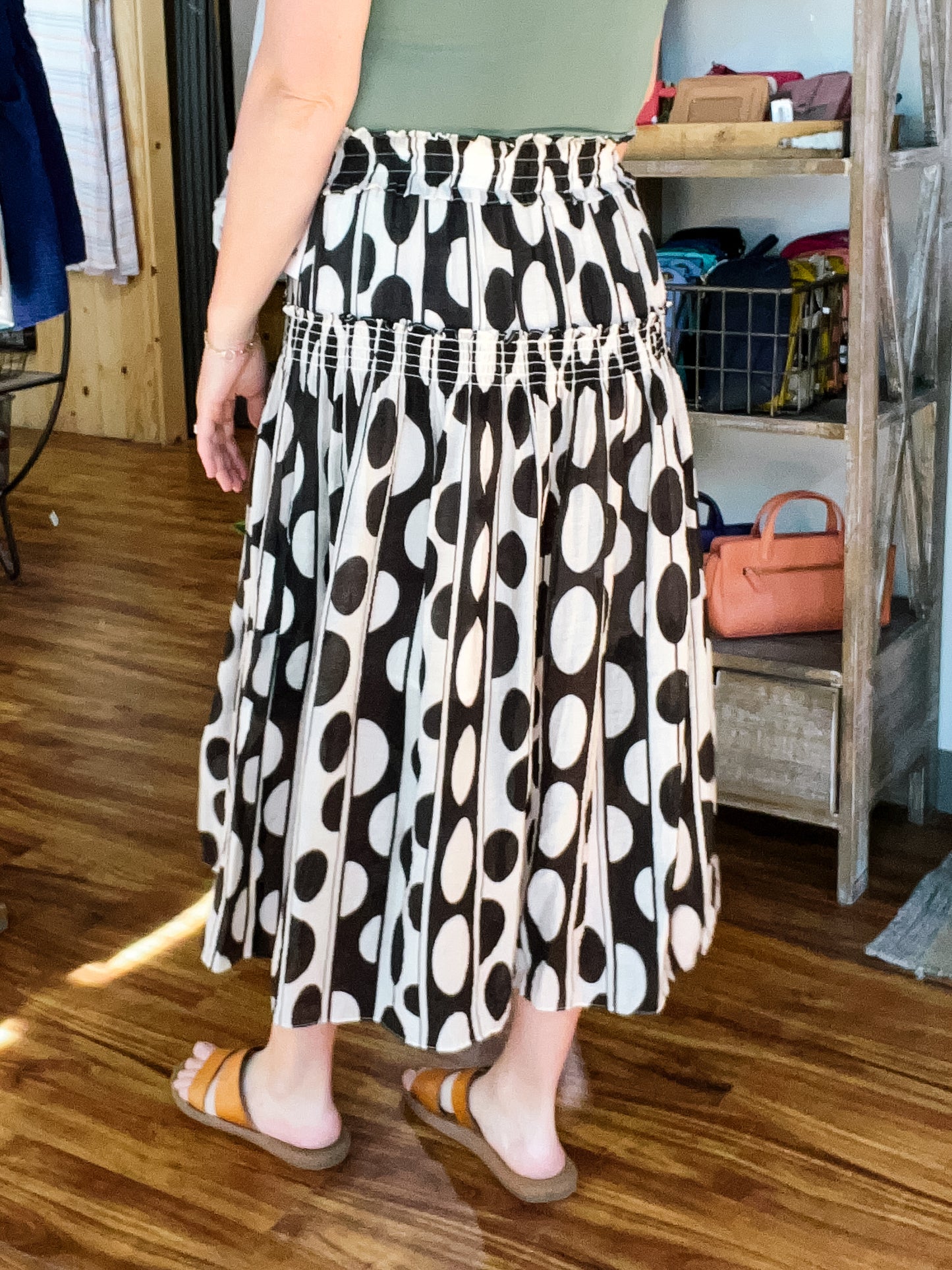 Black & Cream Geometric Print Skirt