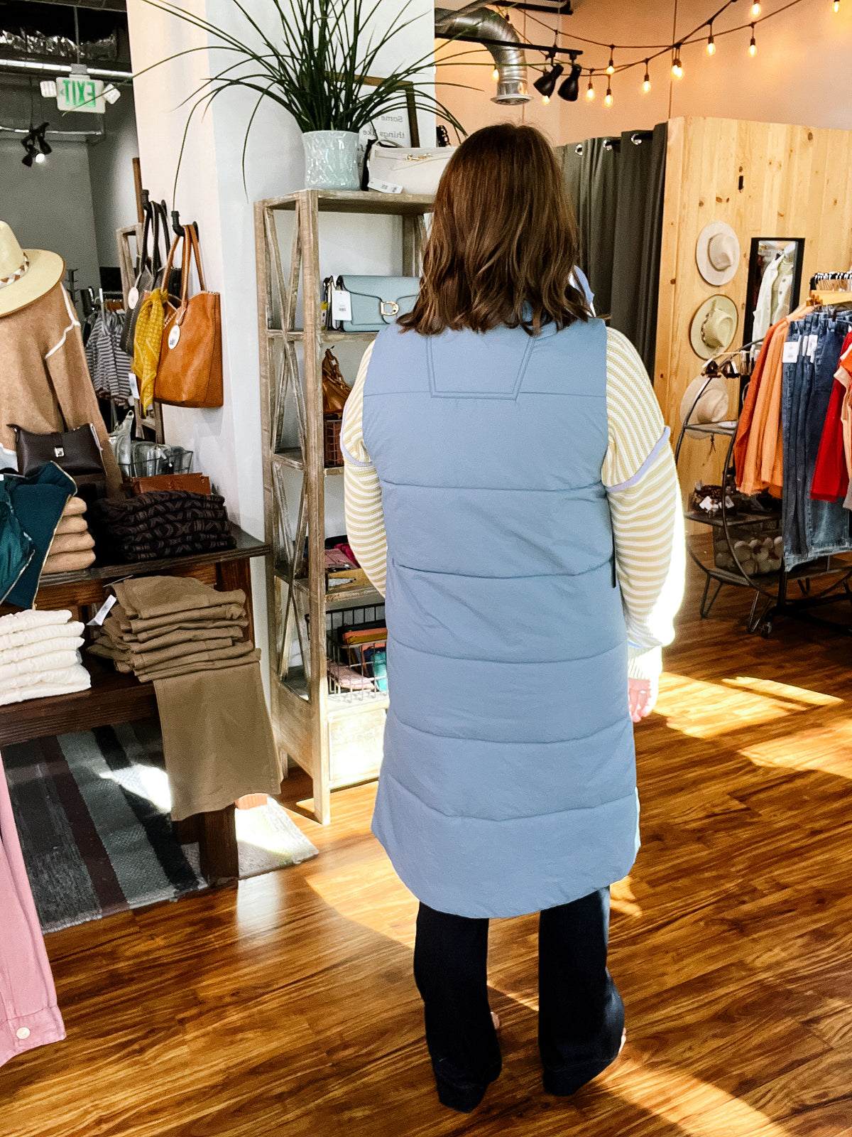 Blue Fog Long Quilted Vest
