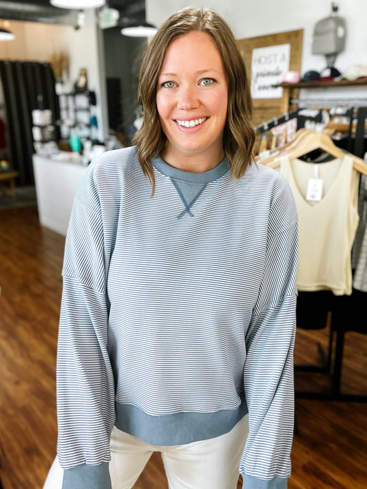 Blue W/Ivory Stripes Sweatshirt