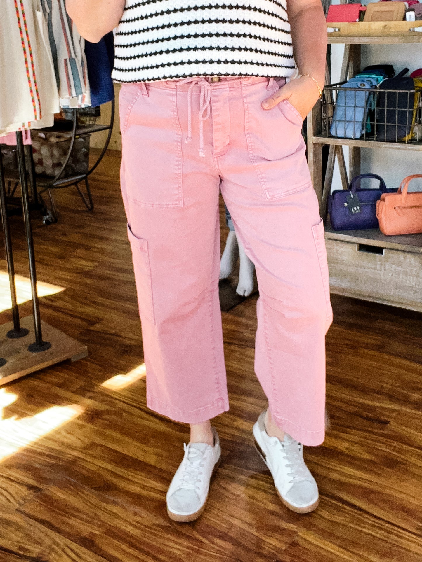 Pink Twill Cargo Pants
