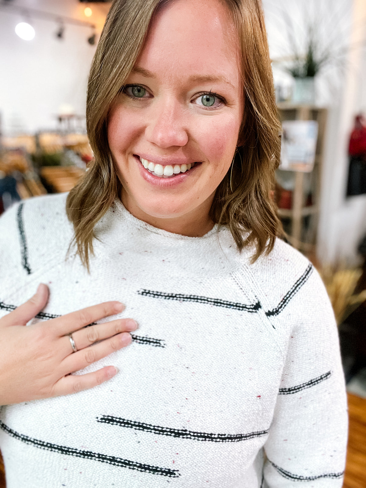 Cream Speckled Funnel Neck Sweater