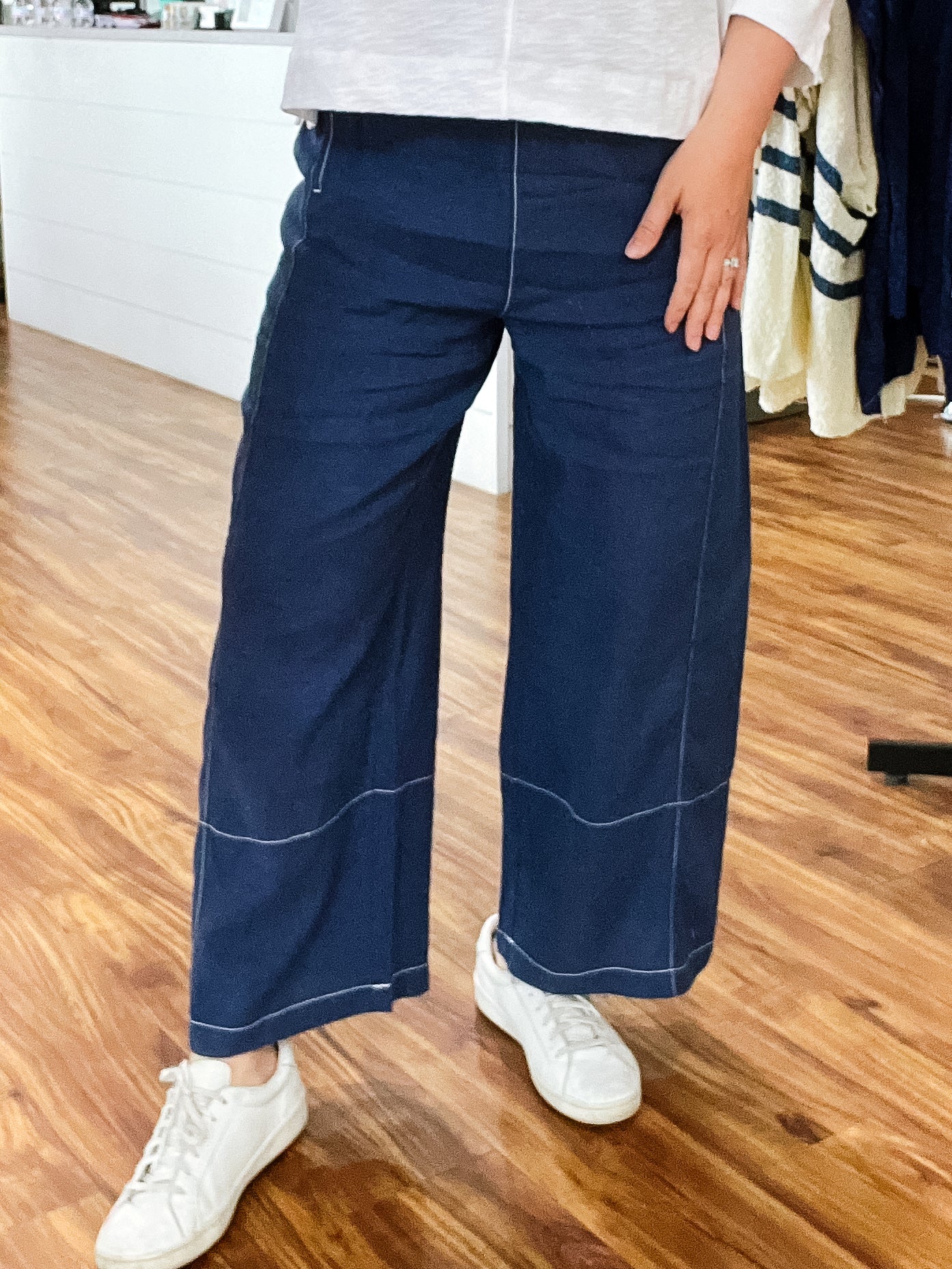 Navy W/White Stitching Pant