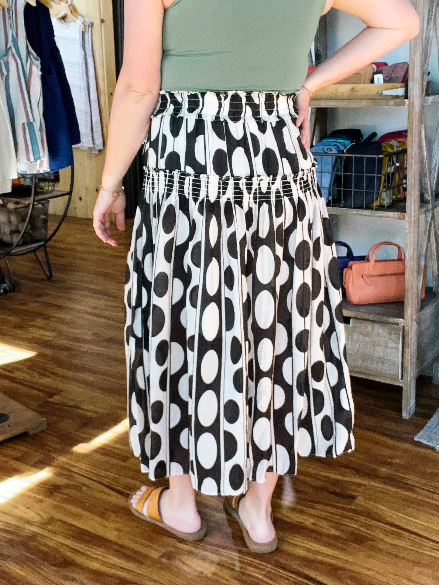 Black & Cream Geometric Print Skirt