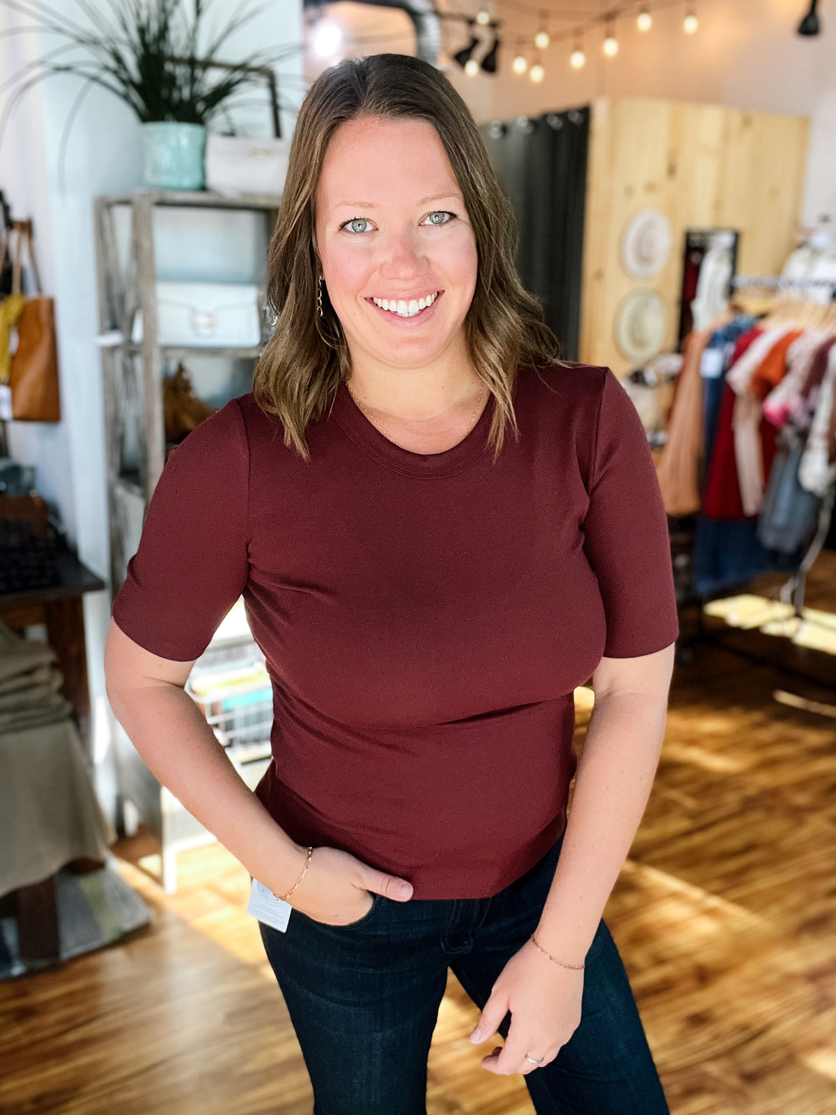 Wine Short Sleeve Top
