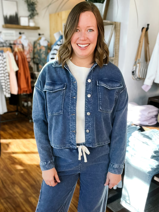 Navy Button Front Jacket