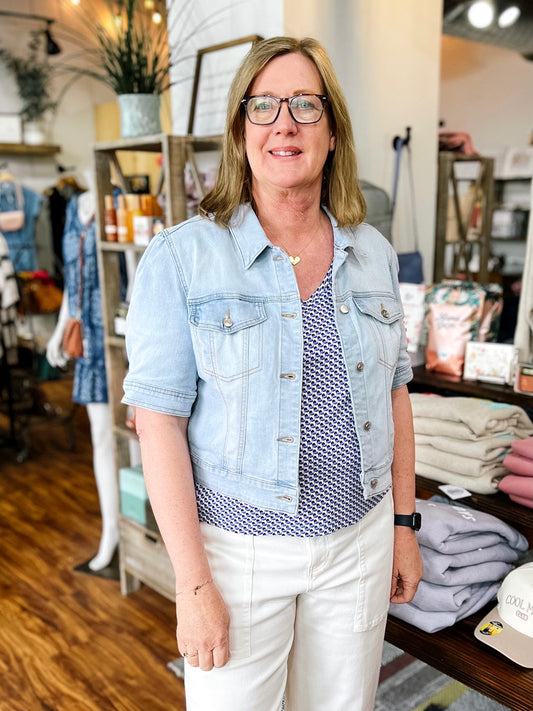 Blue Denim Short Sleeve Jacket