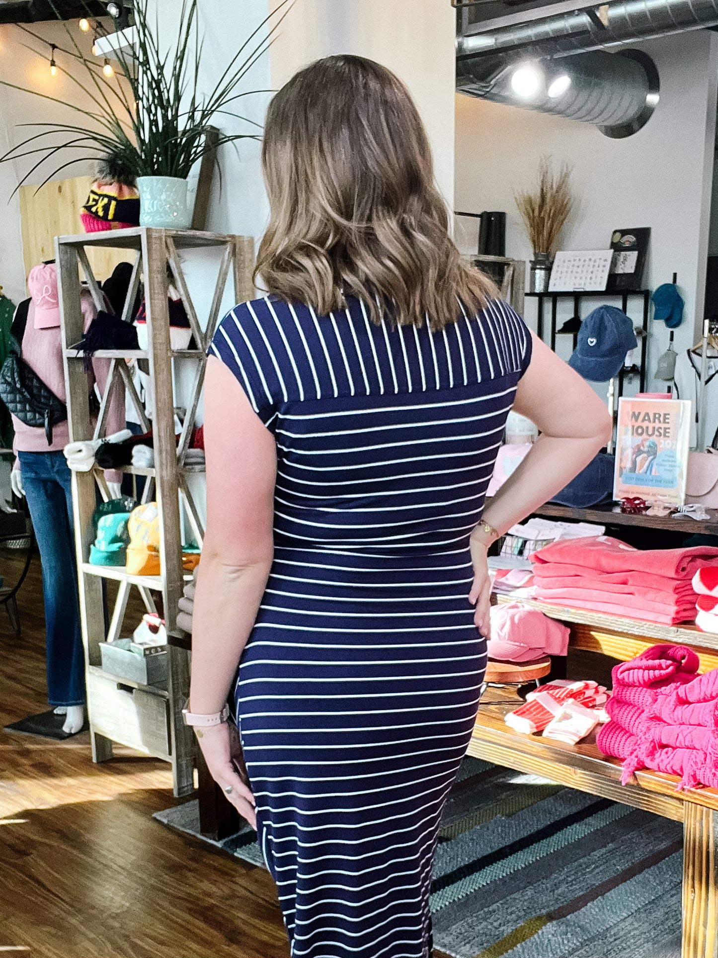 Navy Stripe Wrap Dress