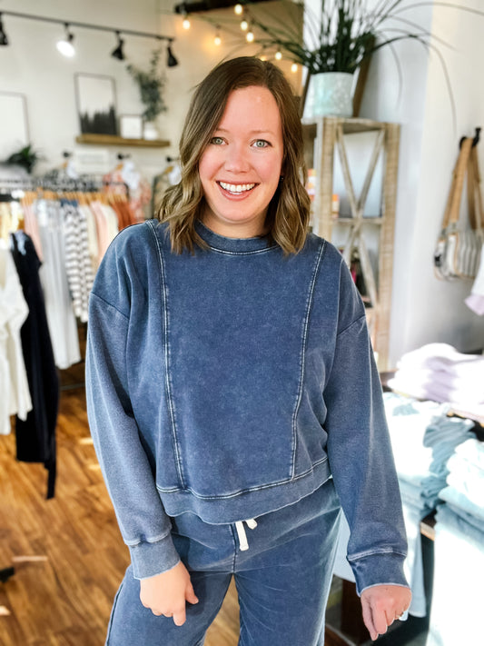 Navy Denim Sweatshirt
