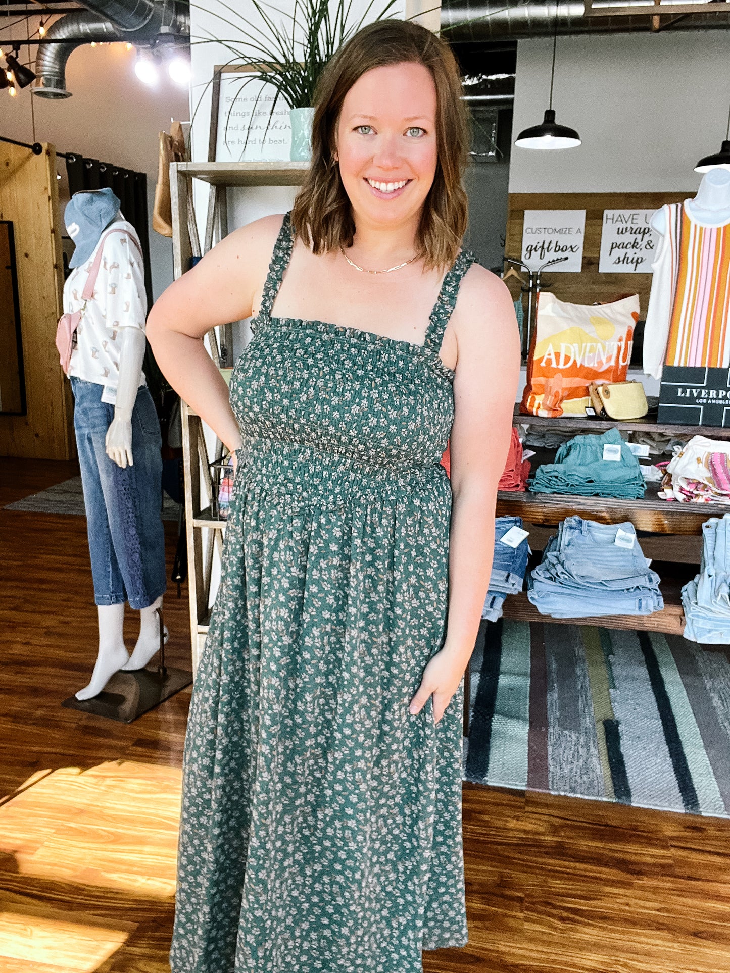 Green Smocked Dress