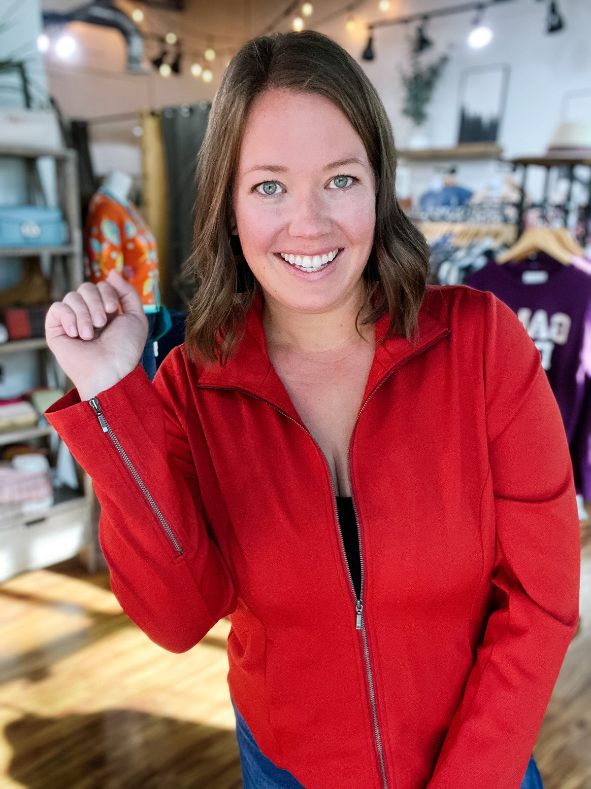 Burnt Orange Zipper Front Jacket