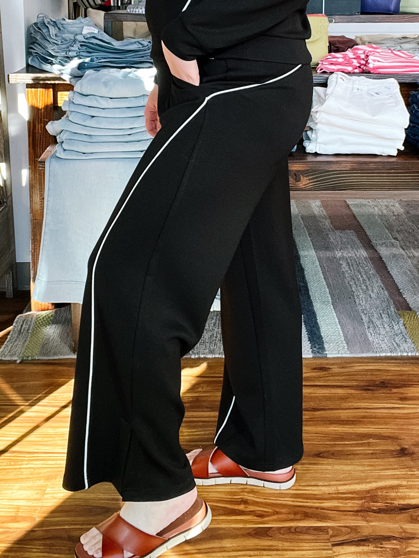 Black W/White Lounge Pants