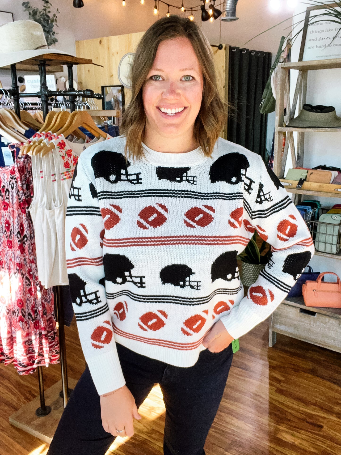 Cream Football Sweater
