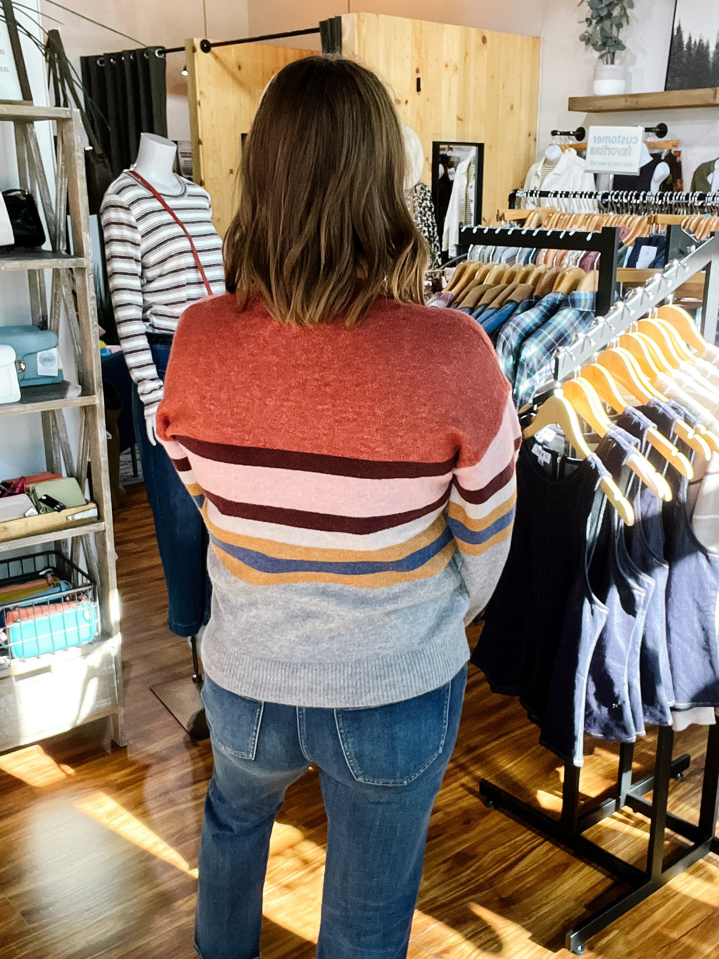 Multi Striped Crewneck Sweater