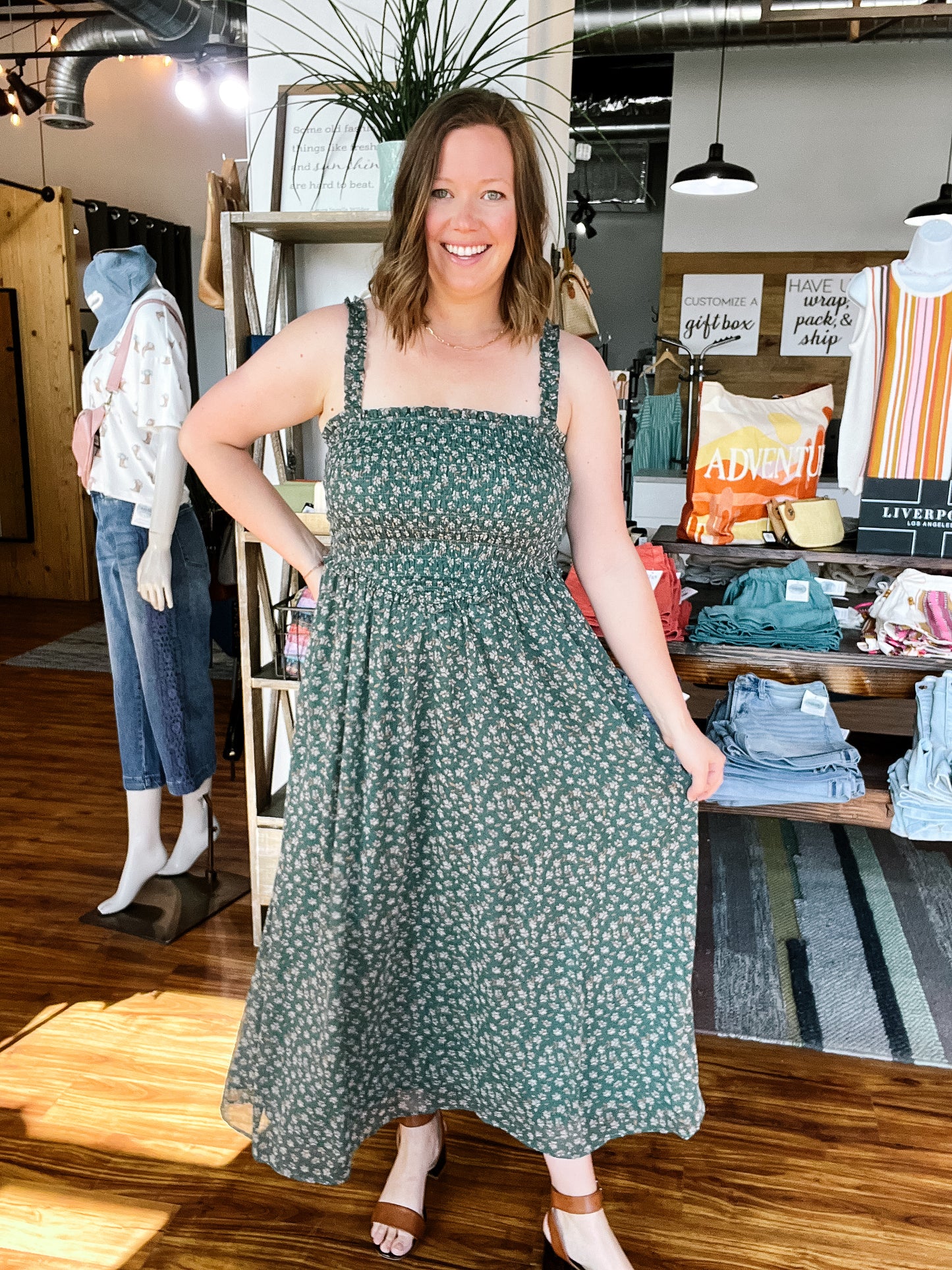 Green Smocked Dress