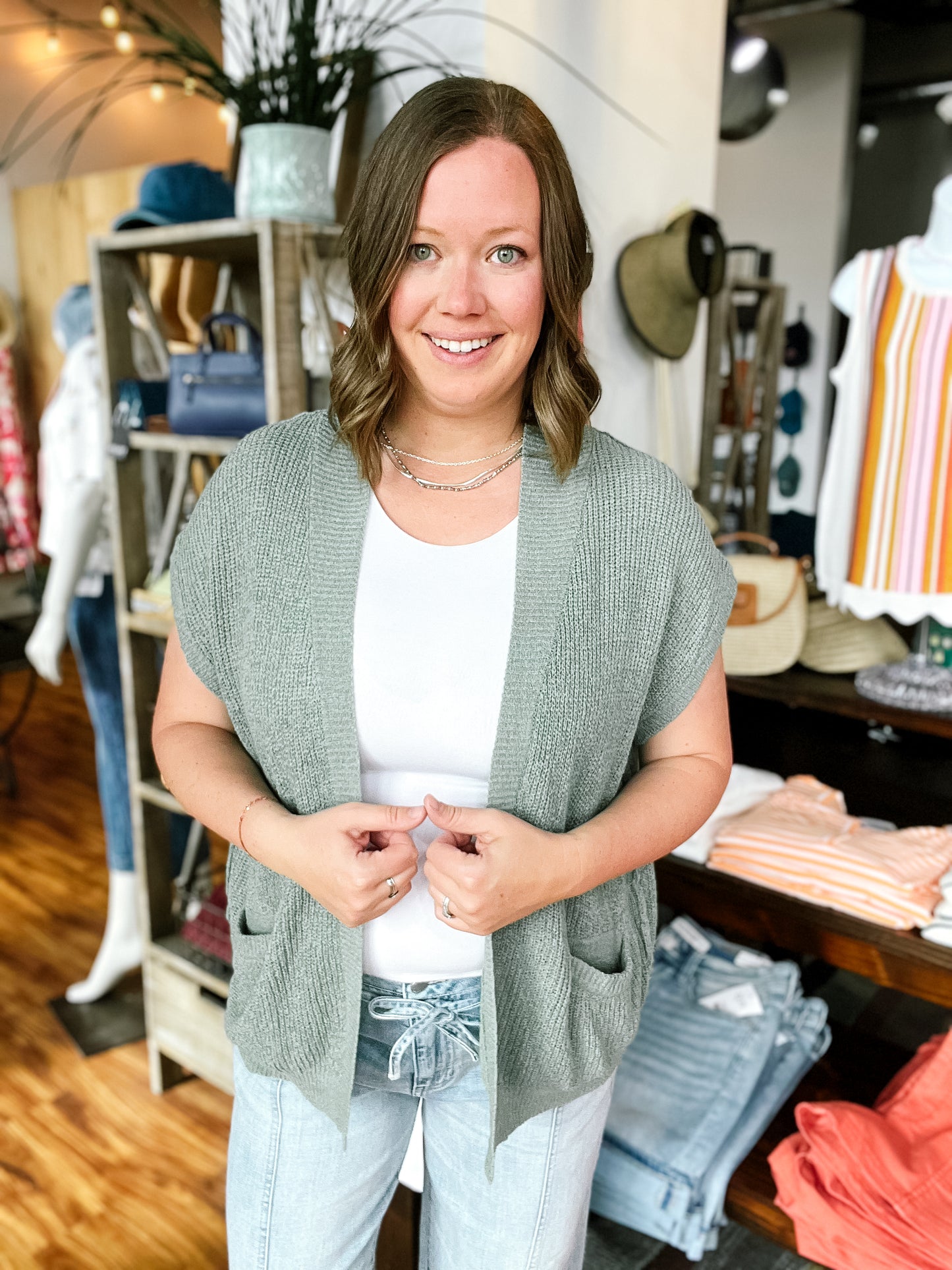 Jade Short Sleeve Open Knit Cardigan