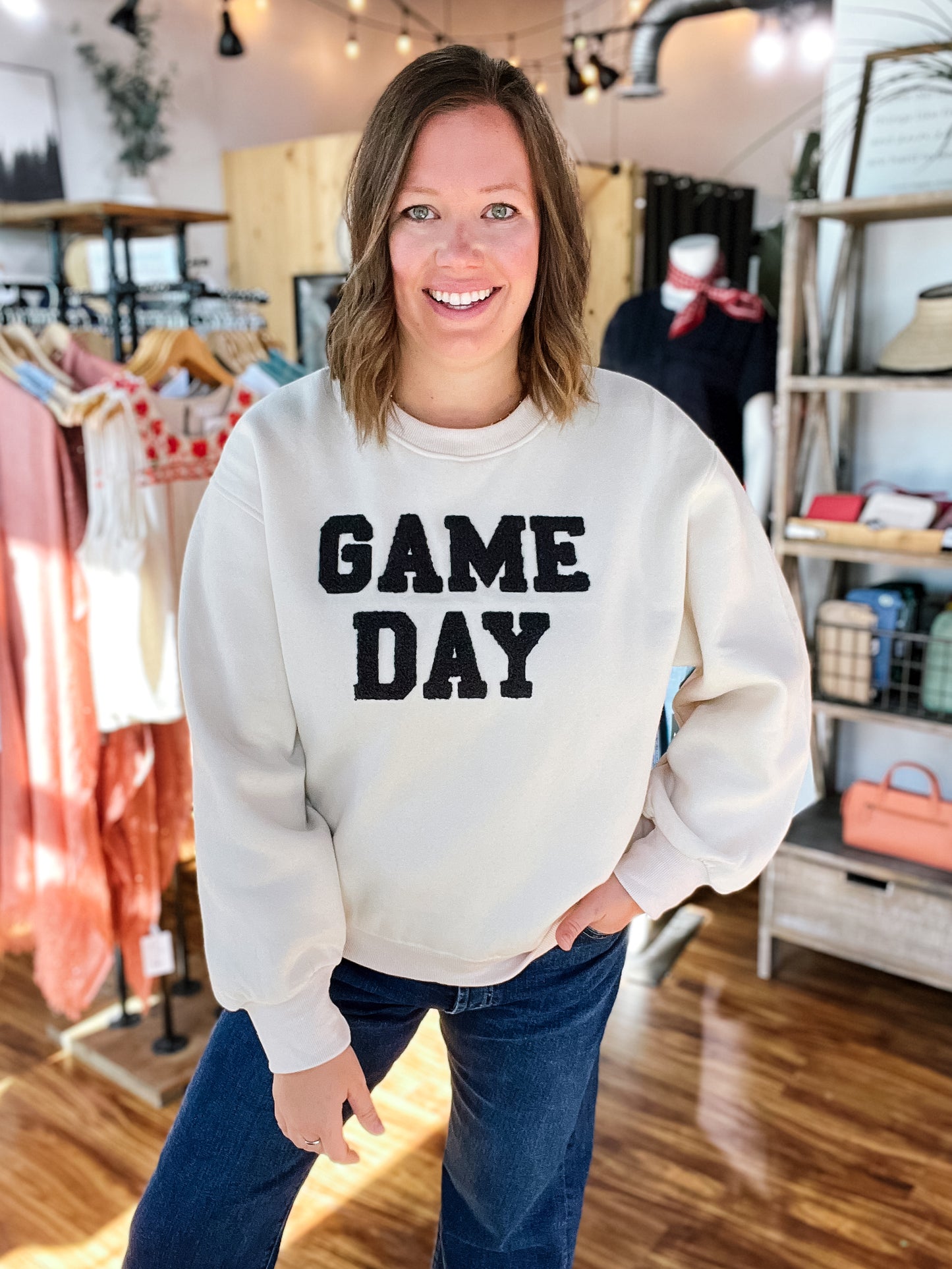 Oatmeal Crewneck Game Day Oversized Sweatshirt